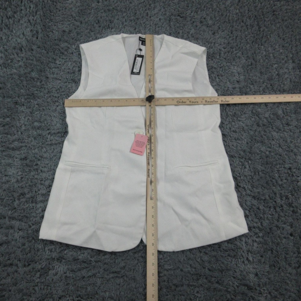 PrettyLittleThing Waistcoat Womens US 8 White Premium Tailored Longline Vest NWT - Picture 2 of 16